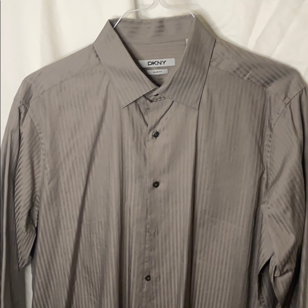 Men’s DKNY long sleeve gray dress shirt large